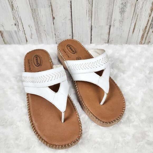 Dr. Scholl's Susie Leather White Sandals Size 10 - Picture 1 of 8